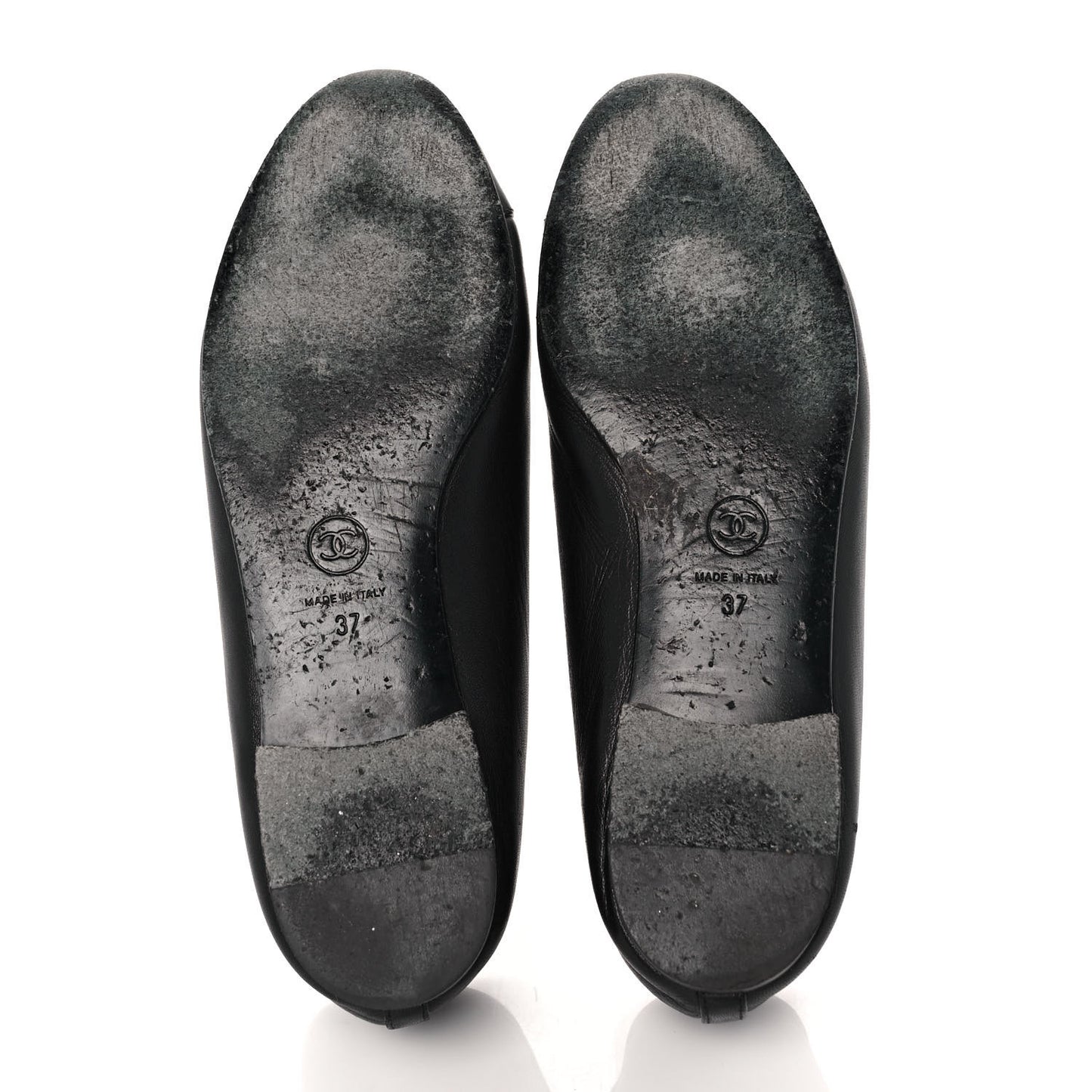 Lambskin Patent Cap Toe Ballerina Flats 37 Black