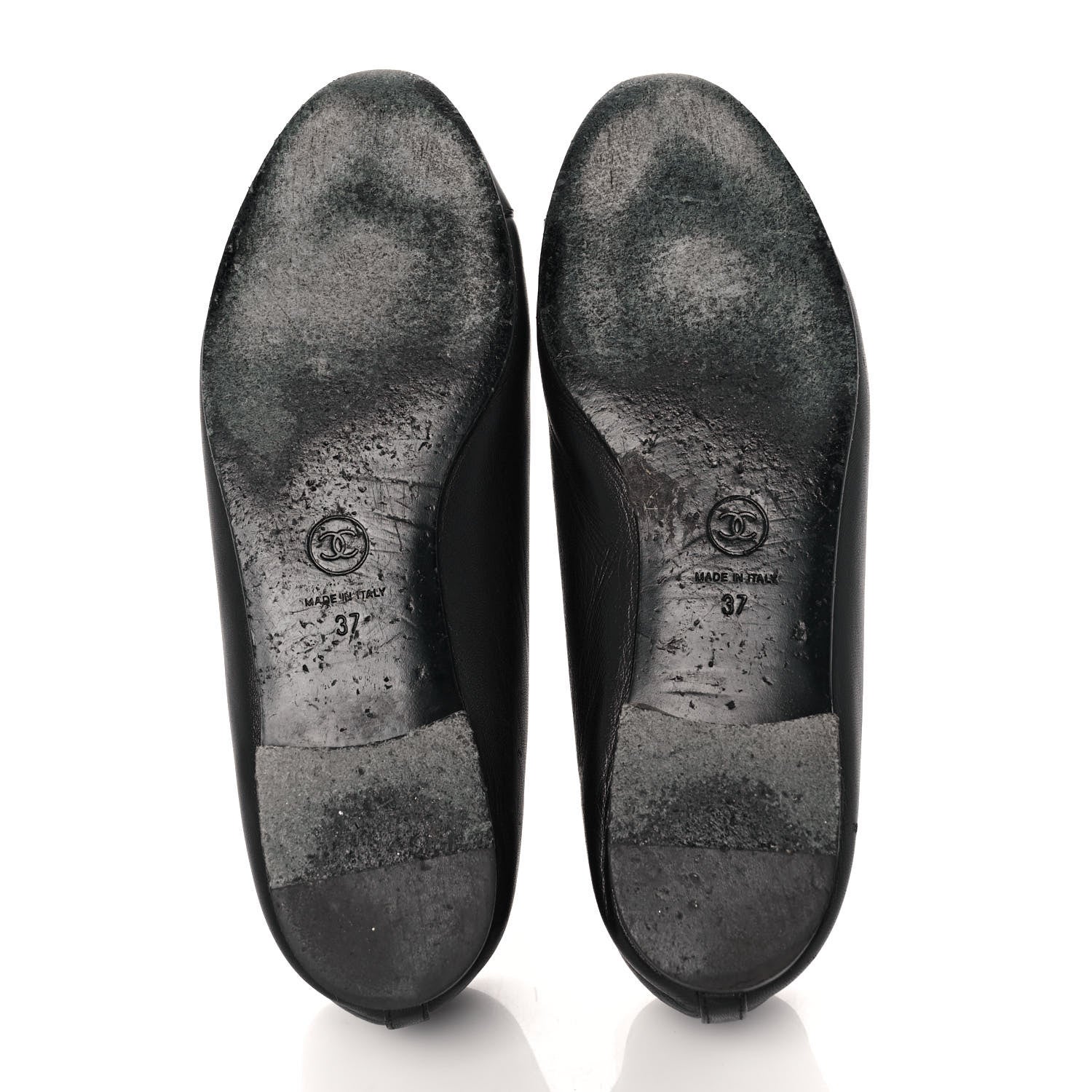 Chanel Lambskin Patent Cap Toe Ballerina Flats 37 Black 5 of 9