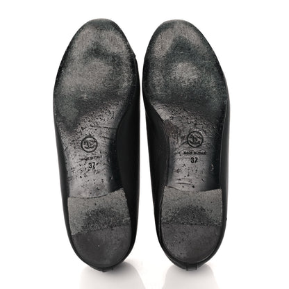 Chanel Lambskin Patent Cap Toe Ballerina Flats 37 Black 5 of 9