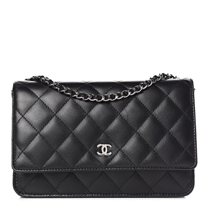 Chanel Lambskin Quilted Wallet On Chain WOC Black 1 of 11