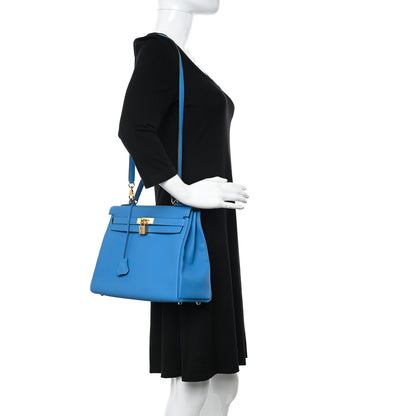Hermes Togo Kelly Retourne 32 Bleu Zanzibar 2 of 11
