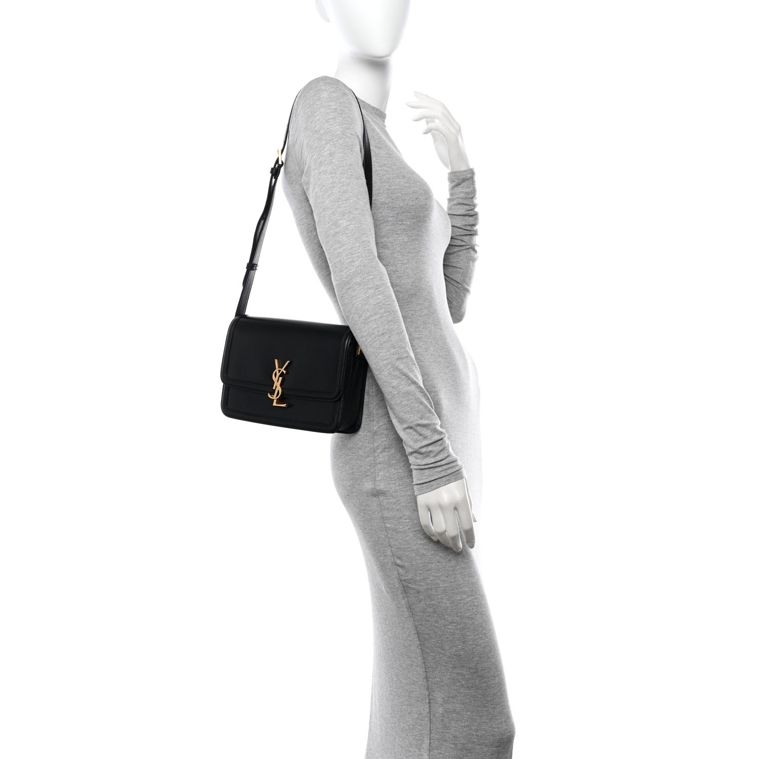 Saint Laurent Box Calfskin Monogram Medium Solferino Satchel Black 2 of 13