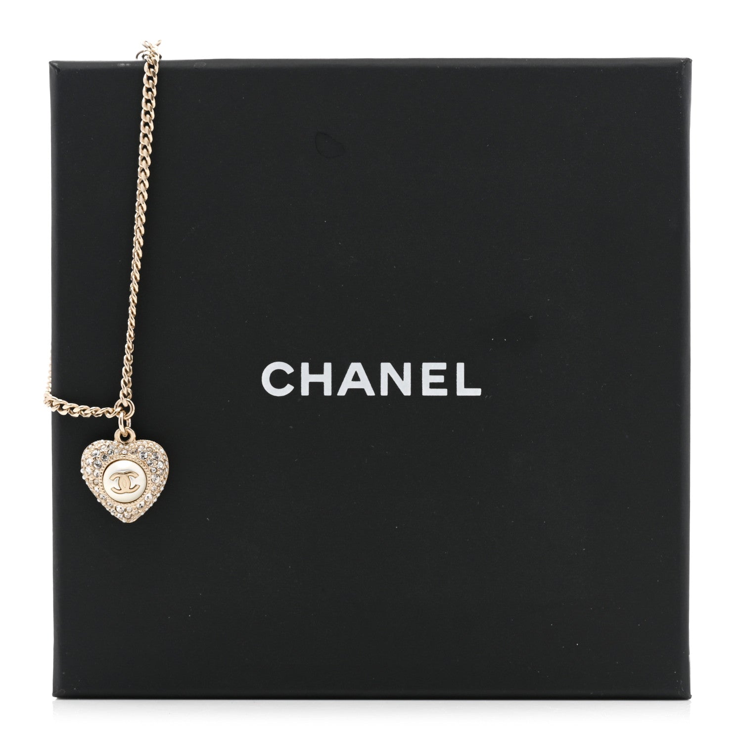 Chanel Crystal Pearl Chain Heart Bracelet Gold 5 of 5