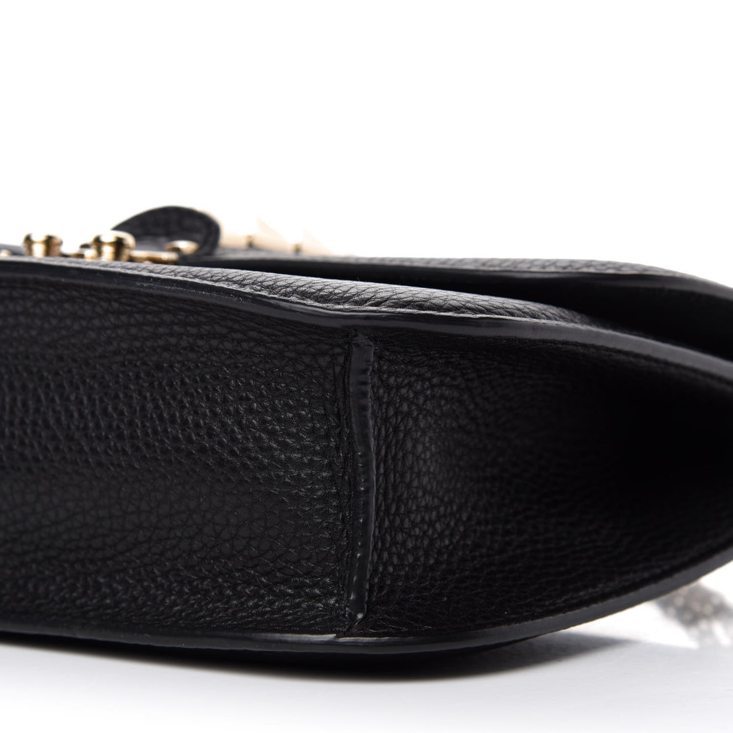 Pebbled Calfskin Medium Glam Lock Rockstud Flap Black