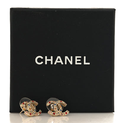Chanel Crystal Over The Rainbow CC Earrings Gold Multicolor 5 of 5