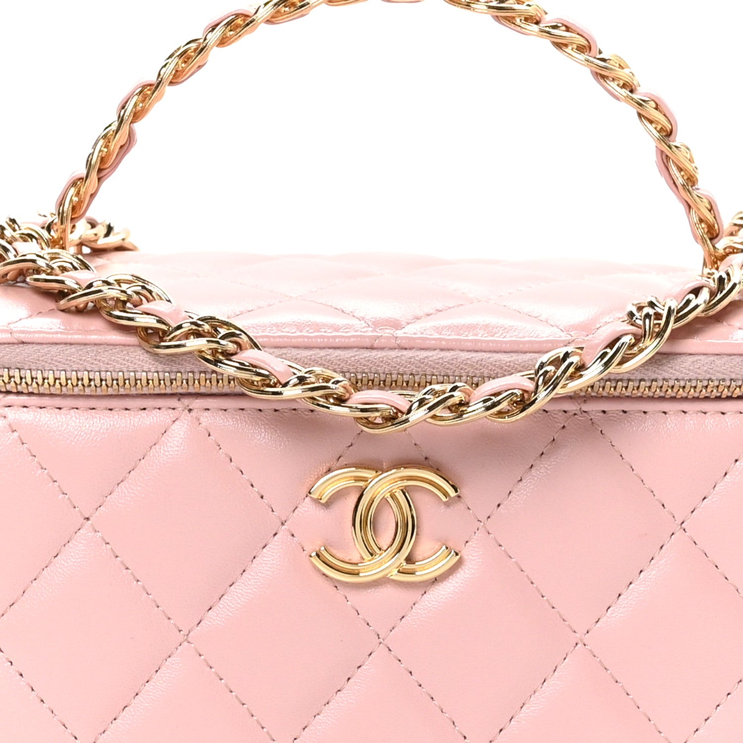 Chanel Lambskin Quilted Small Top Handle Vanity Case With Chain Light Pink 9 of 12