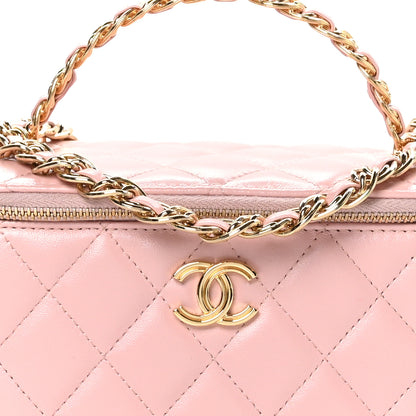 Chanel Lambskin Quilted Small Top Handle Vanity Case With Chain Light Pink 9 of 12