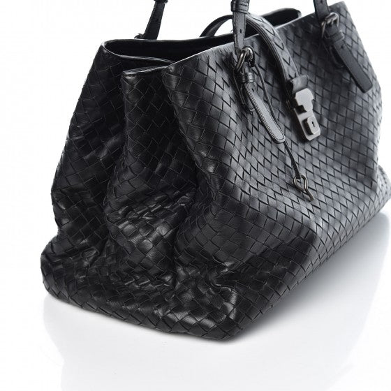 Nappa Intrecciato Medium Roma Tote Black