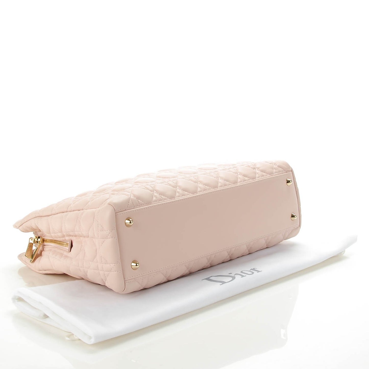 Lambskin Cannage Medium Dior Soft Zipped Shopping Tote Rose Poudre