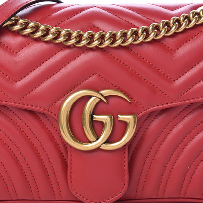 Gucci Calfskin Matelasse Small GG Marmont Shoulder Bag Hibiscus Red 10 of 11