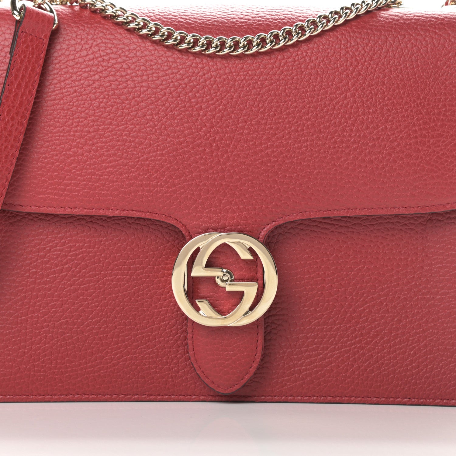 Gucci Dollar Calfskin Interlocking G Shoulder Bag Red 8 of 12