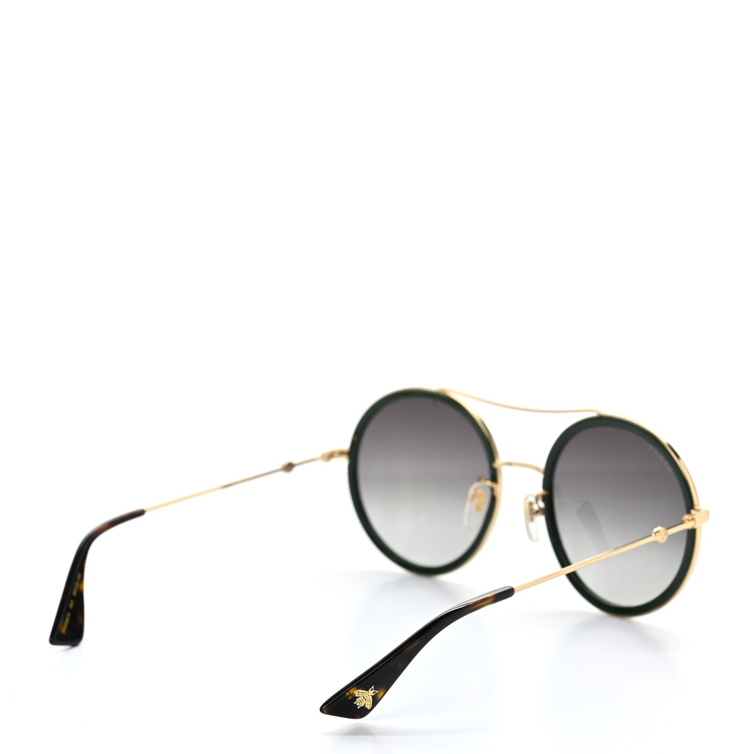 Gucci Metal Round Frame Sunglasses GG0061S Green Red 4 of 8