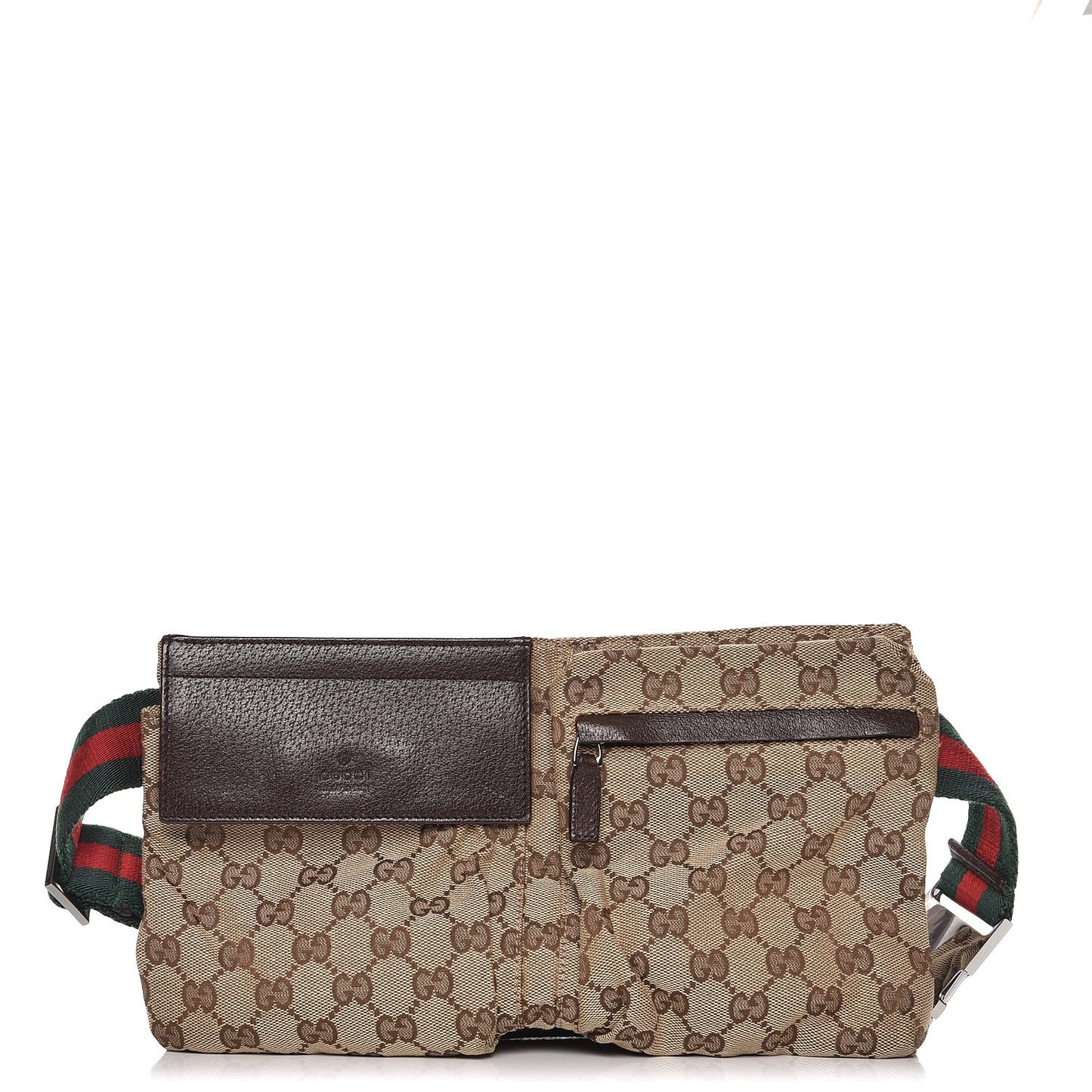 Monogram Web Belt Bag Dark Brown