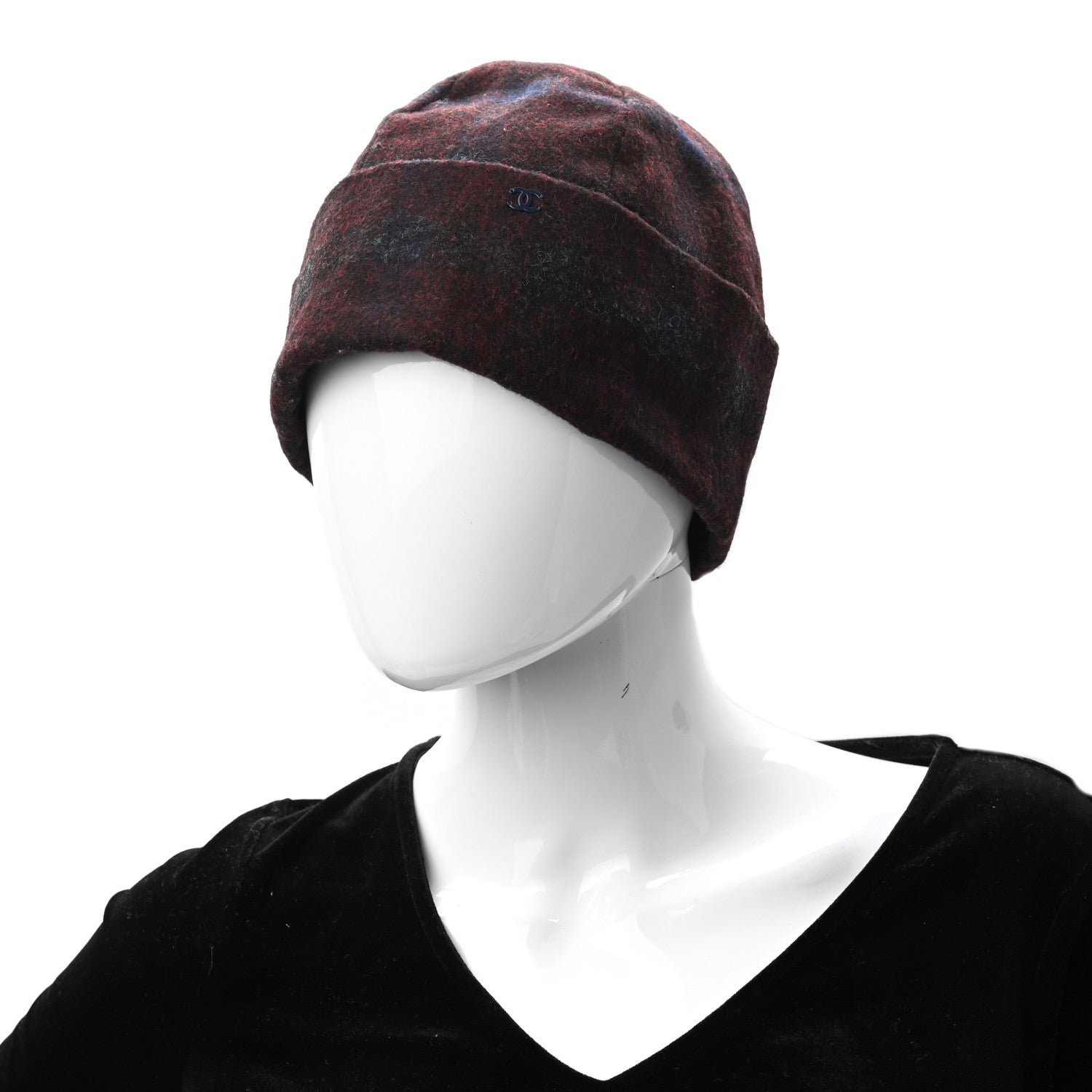 Chanel Alpaca CC Beanie M Red Blue Grey 2 of 4