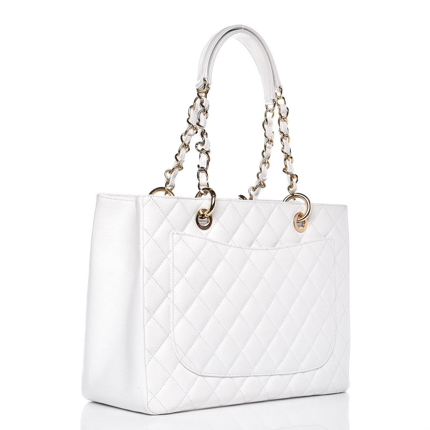 Caviar Quilted Grand Shopping Tote GST White