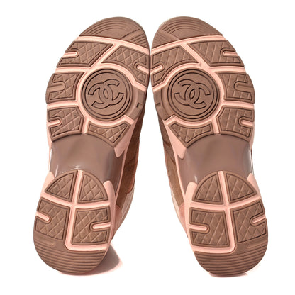 Chanel Nylon Lambskin Suede Calfskin CC Sneakers 39 Pink 5 of 8