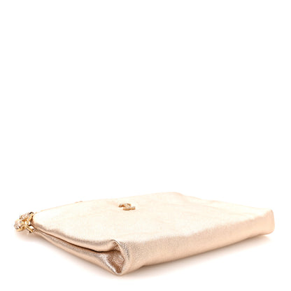 Chanel Metallic Calfskin Crystal CC Wristlet Clutch Gold 4 of 8