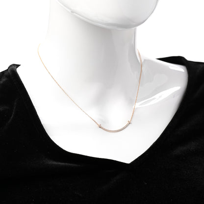 Tiffany 18K Rose Gold Diamond Small T Smile Pendant Necklace 2 of 6