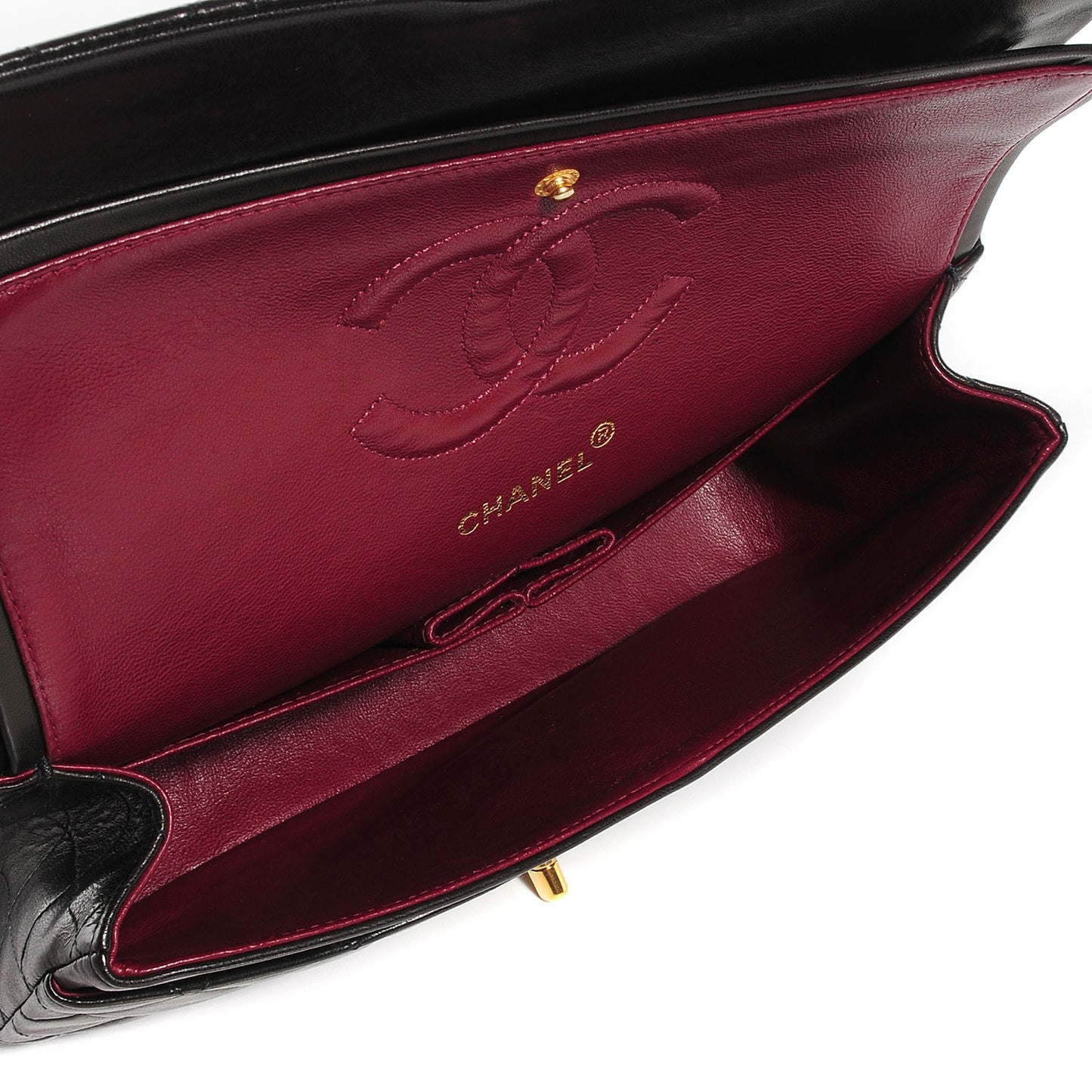 Lambskin Quilted Medium Double Flap Black