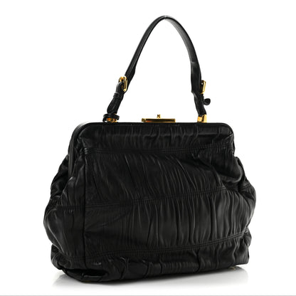 Prada Nappa Dressy Gaufre Framed Tote Black 2 of 13