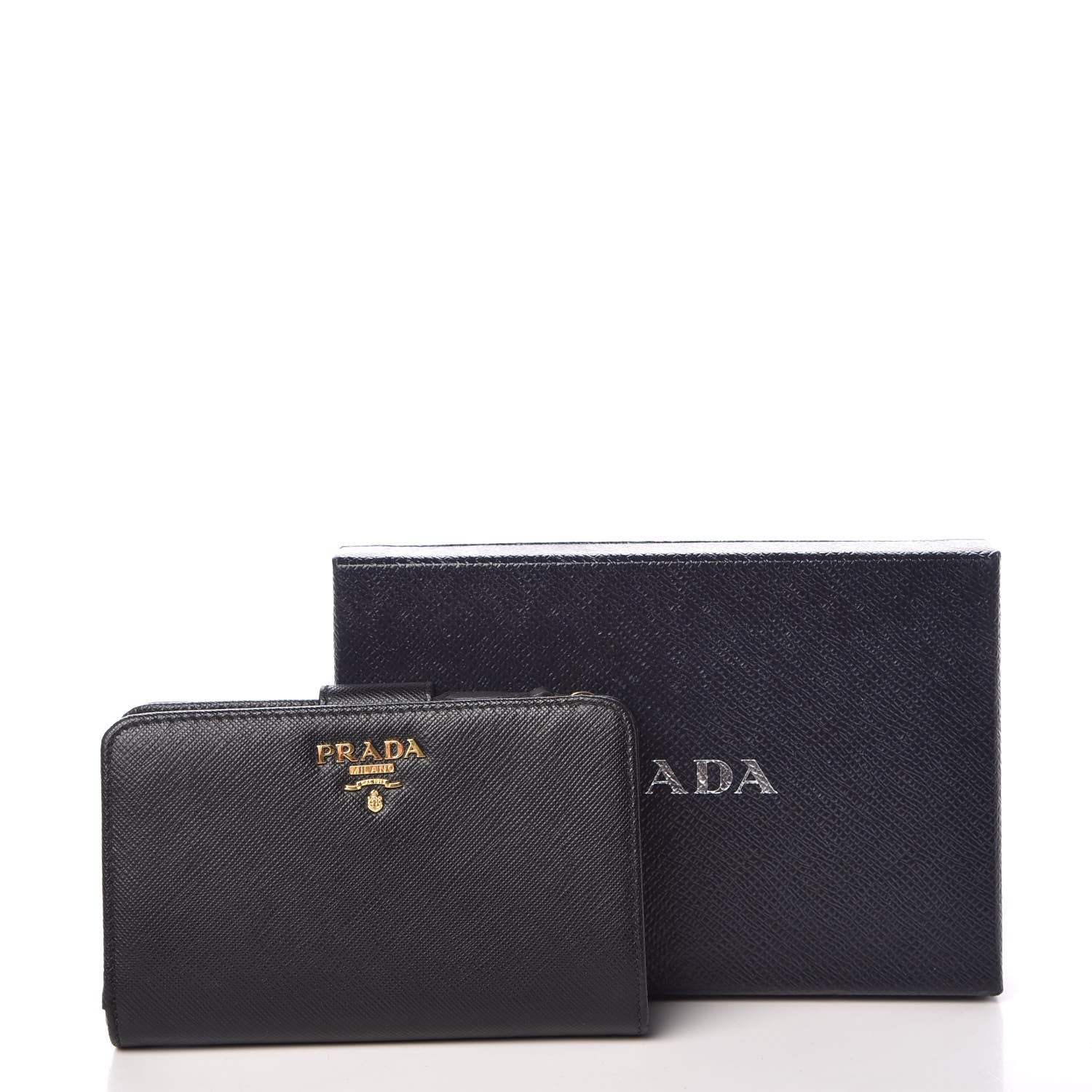 Prada Saffiano Compact Wallet Black 9 of 9