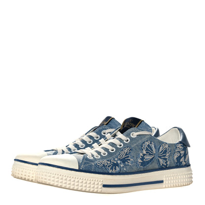 Valentino Garavani Denim Butterfly Embroidered Sneakers 38 Light Denim 3 of 13