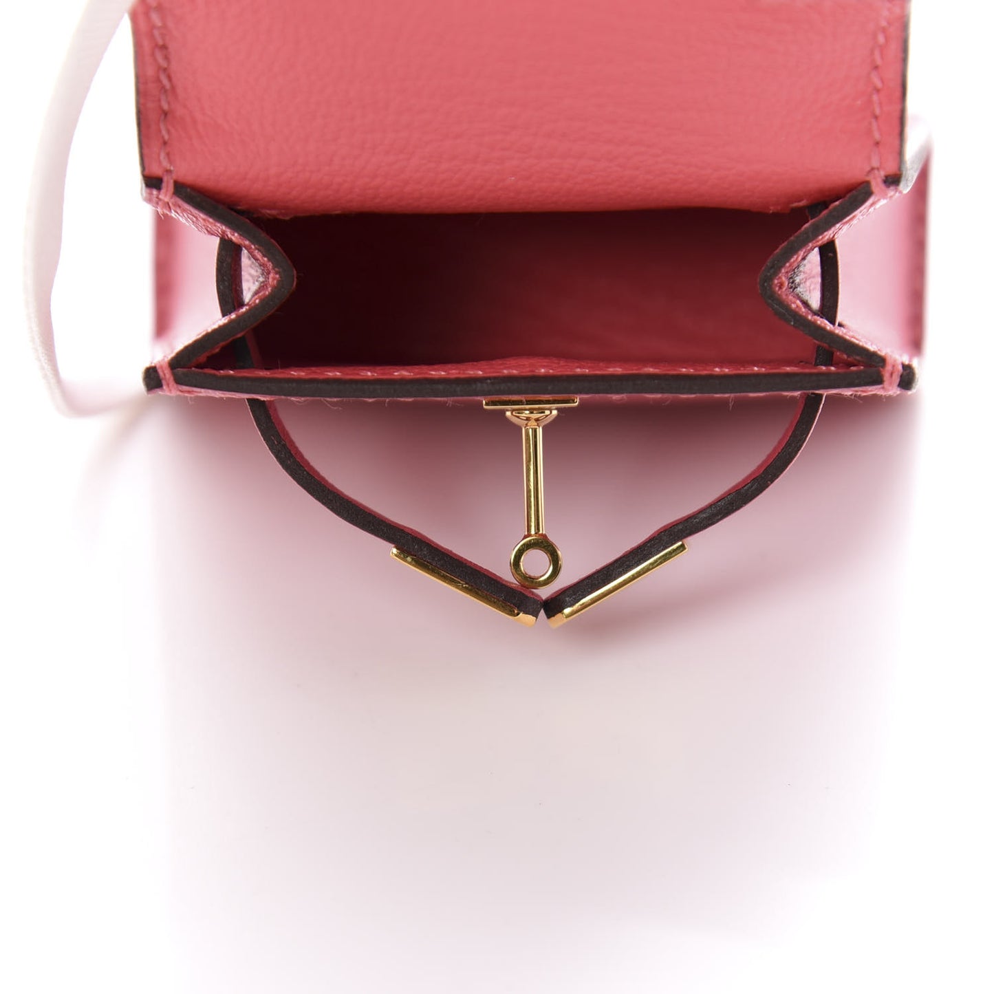 Tadelakt Mini Kelly Twilly Bag Charm Rose Lipstick