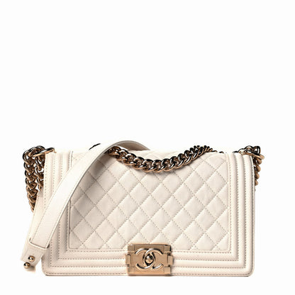 Chanel Calfskin Quilted Medium Boy Flap White 1 of 6