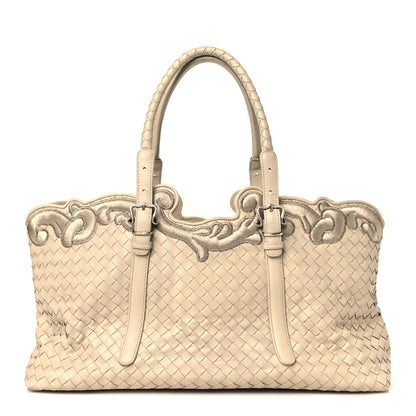 Bottega Veneta Nappa Intrecciato Embroidered Trim Tote Light Beige 1 of 9