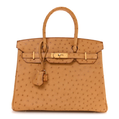 Hermes Ostrich Birkin 30 Gold 1 of 10