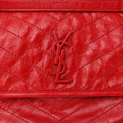Saint Laurent Crinkled Calfskin Matelasse Monogram Medium Niki Chain Satchel Rouge Eros 7 of 9