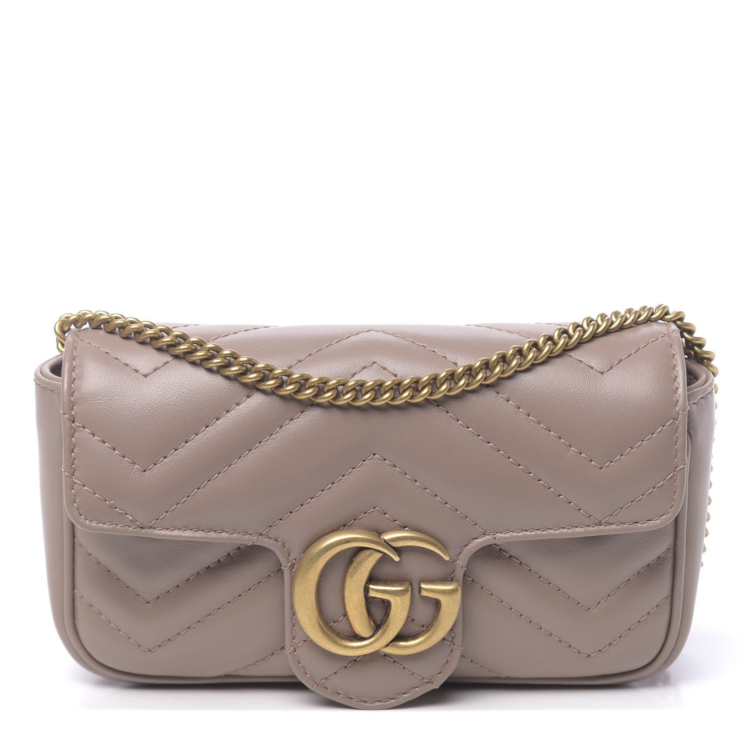Gucci Calfskin Matelasse Super Mini GG Marmont Shoulder Bag Porcelain Rose 1 of 10