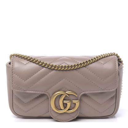 Gucci Calfskin Matelasse Super Mini GG Marmont Shoulder Bag Porcelain Rose 1 of 10