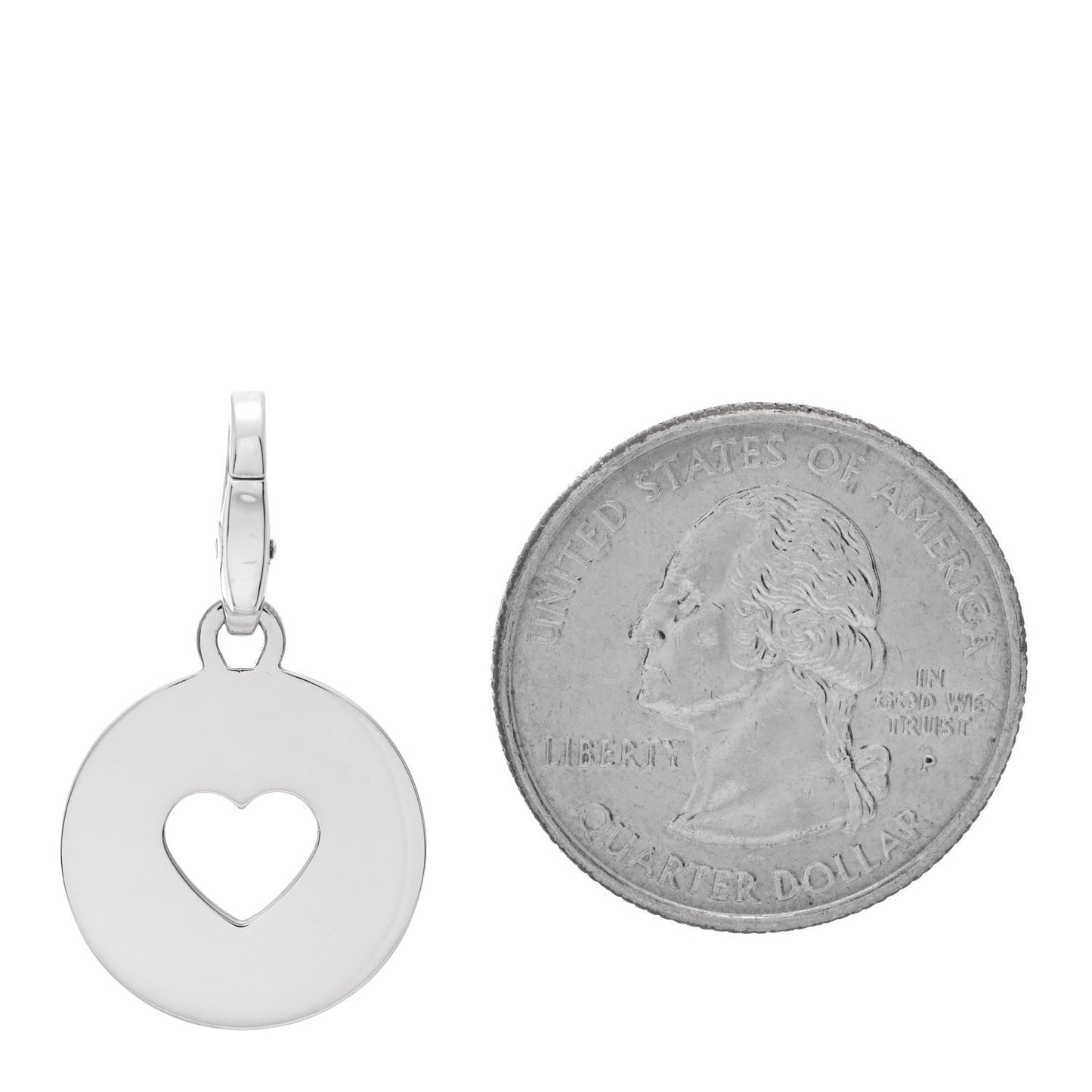 18K White Gold Round Open Heart Charm