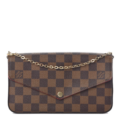 Louis Vuitton Damier Ebene Pochette Felicie Chain Wallet 1 of 10