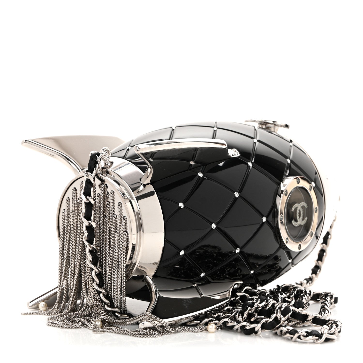 Chanel Plexiglass Crystal Rocket Ship Minaudiere Clutch Black 3 of 9