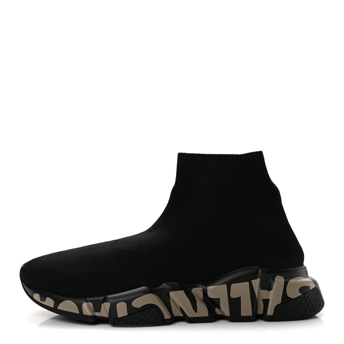 Neoprene Knit Womens Speed Graffiti Sneakers 37 Black Beige