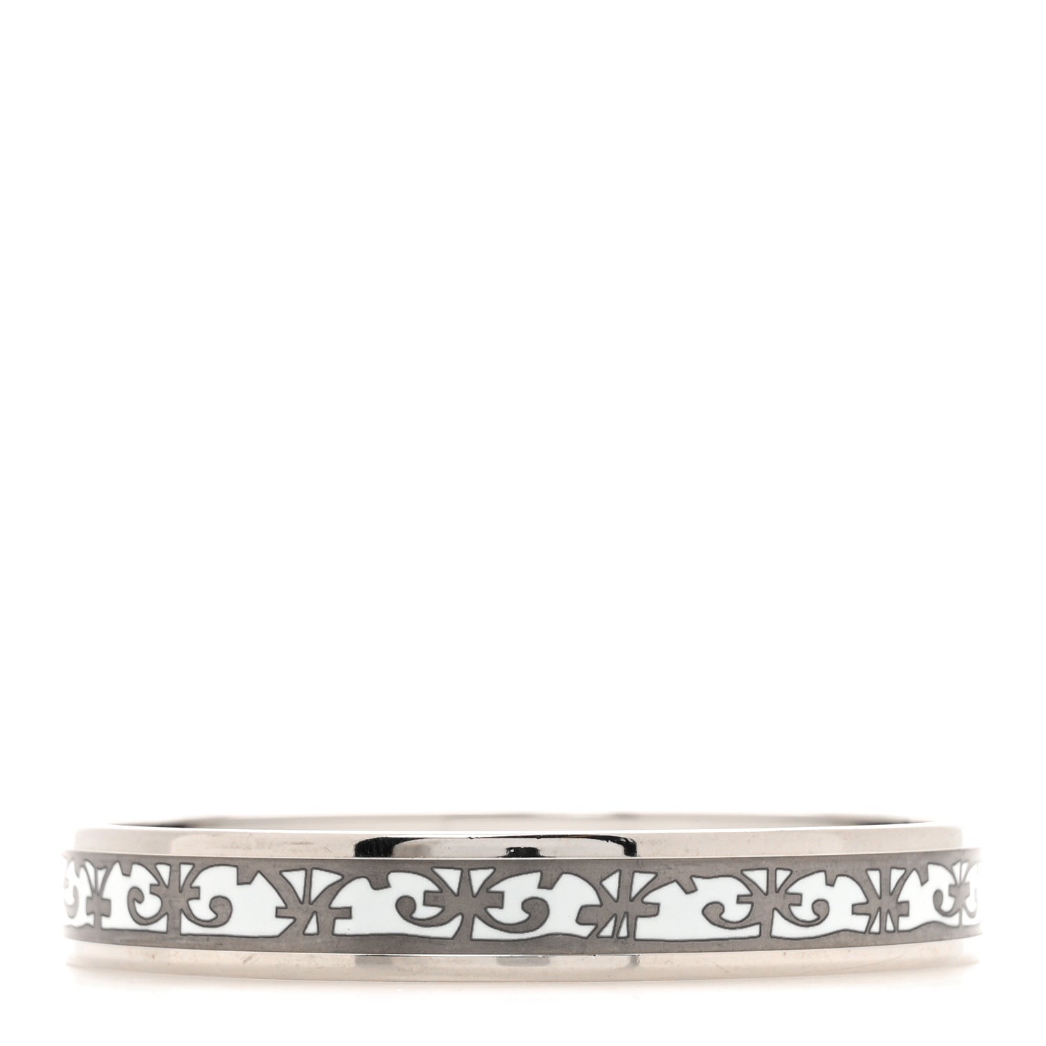 Hermes Enamel Printed Narrow Balcons du Guadalquivir Bracelet 70 Platine 1 of 5