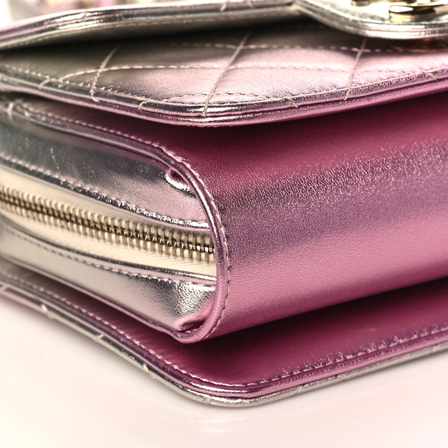 Metallic Lambskin Like A Wallet Flap Golden Pink