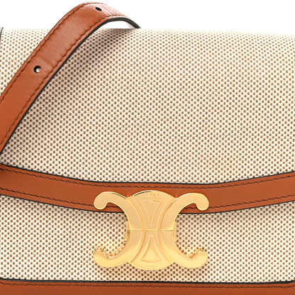 Celine Textile Natural Calfskin Teen Triomphe White Tan 8 of 10