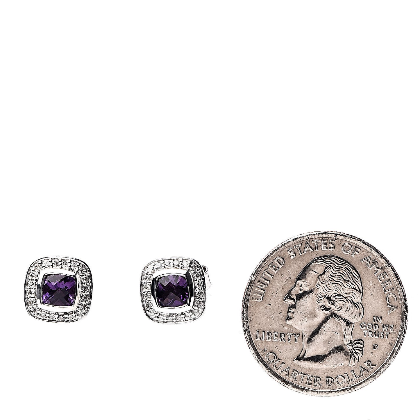 Sterling Silver Diamond Amethyst 5mm Petite Albion Earrings