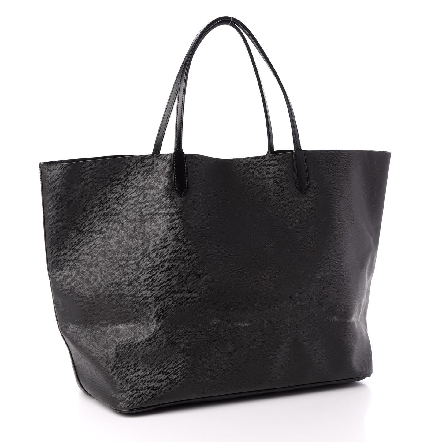 Textured Coated Canvas Bambi Print Large Antigona Tote Black