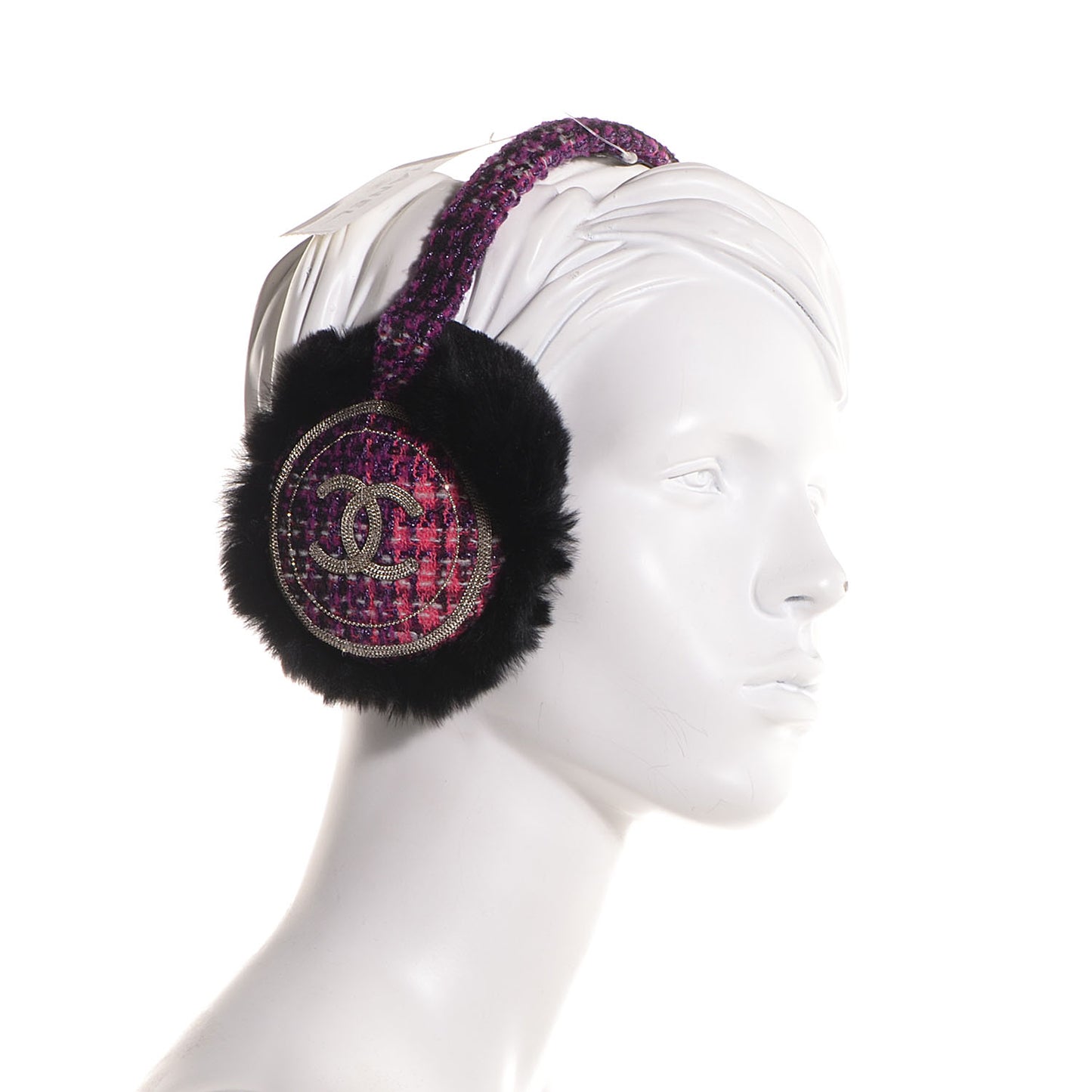 Rabbit Fur Tweed CC Earmuffs Purple