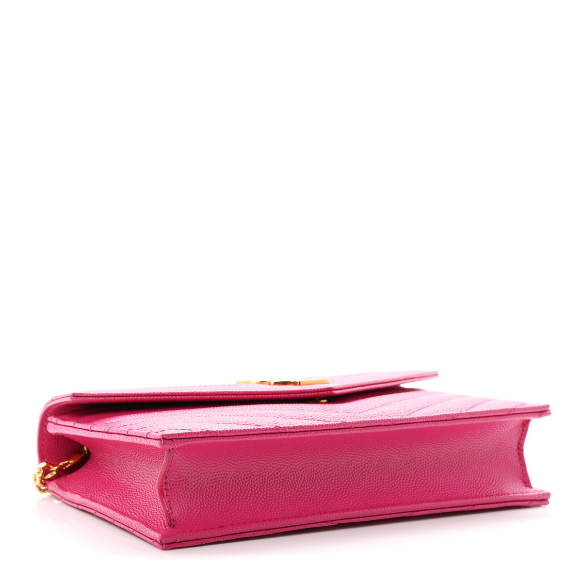 Grain De Poudre Matelasse Chevron Monogram Envelope Chain Wallet Fuxia Couture