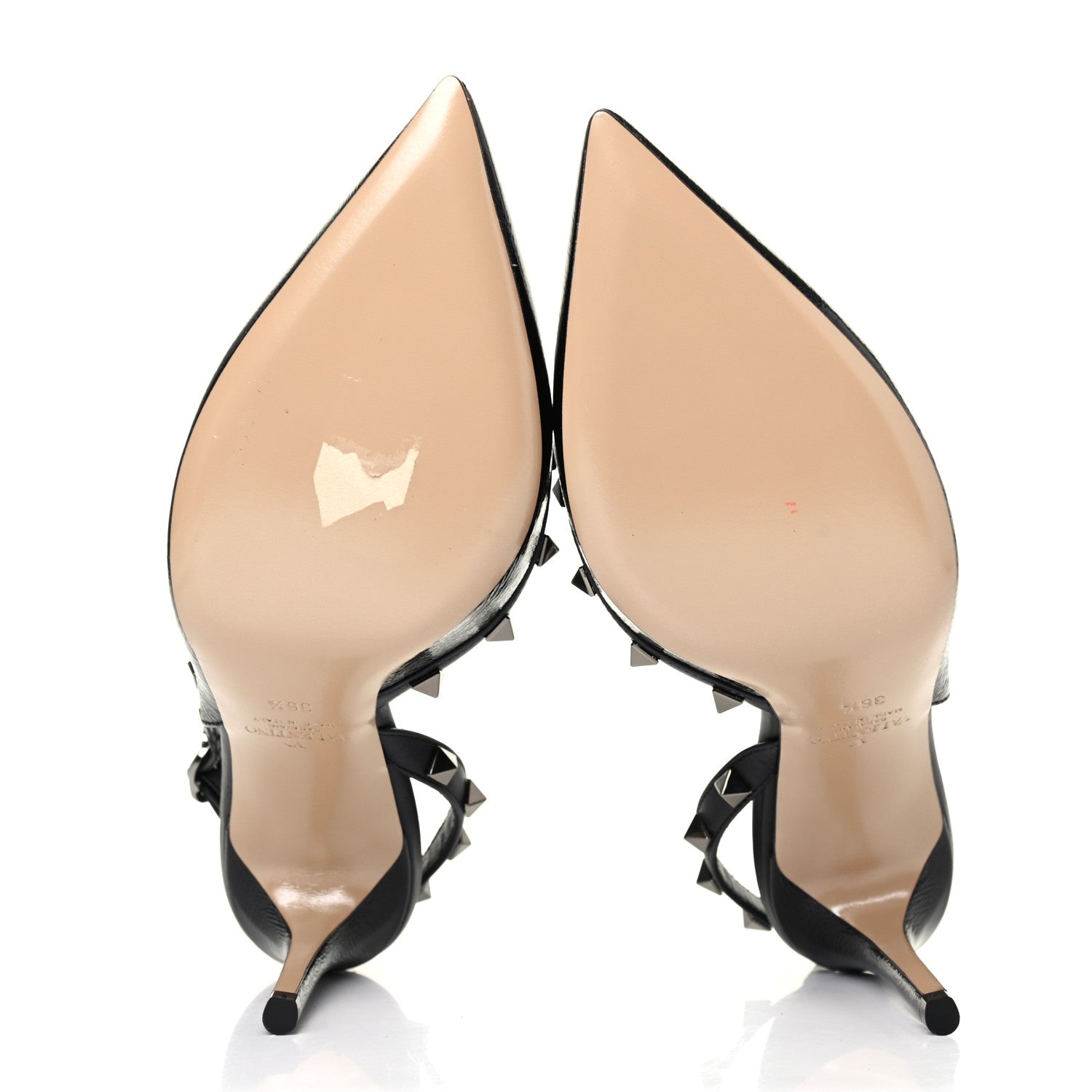 Valentino Garavani Wrinkled Patent Rockstud Half D'Orsay Slingback 85mm Pumps 36.5 Black 4 of 4
