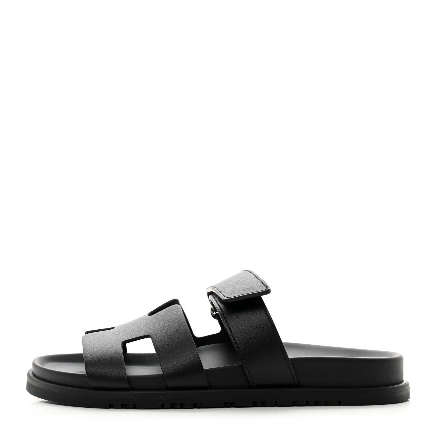 Hermes Calfskin Womens Chypre Sandals 38 Black 1 of 9