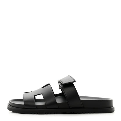 Hermes Calfskin Womens Chypre Sandals 38 Black 1 of 9