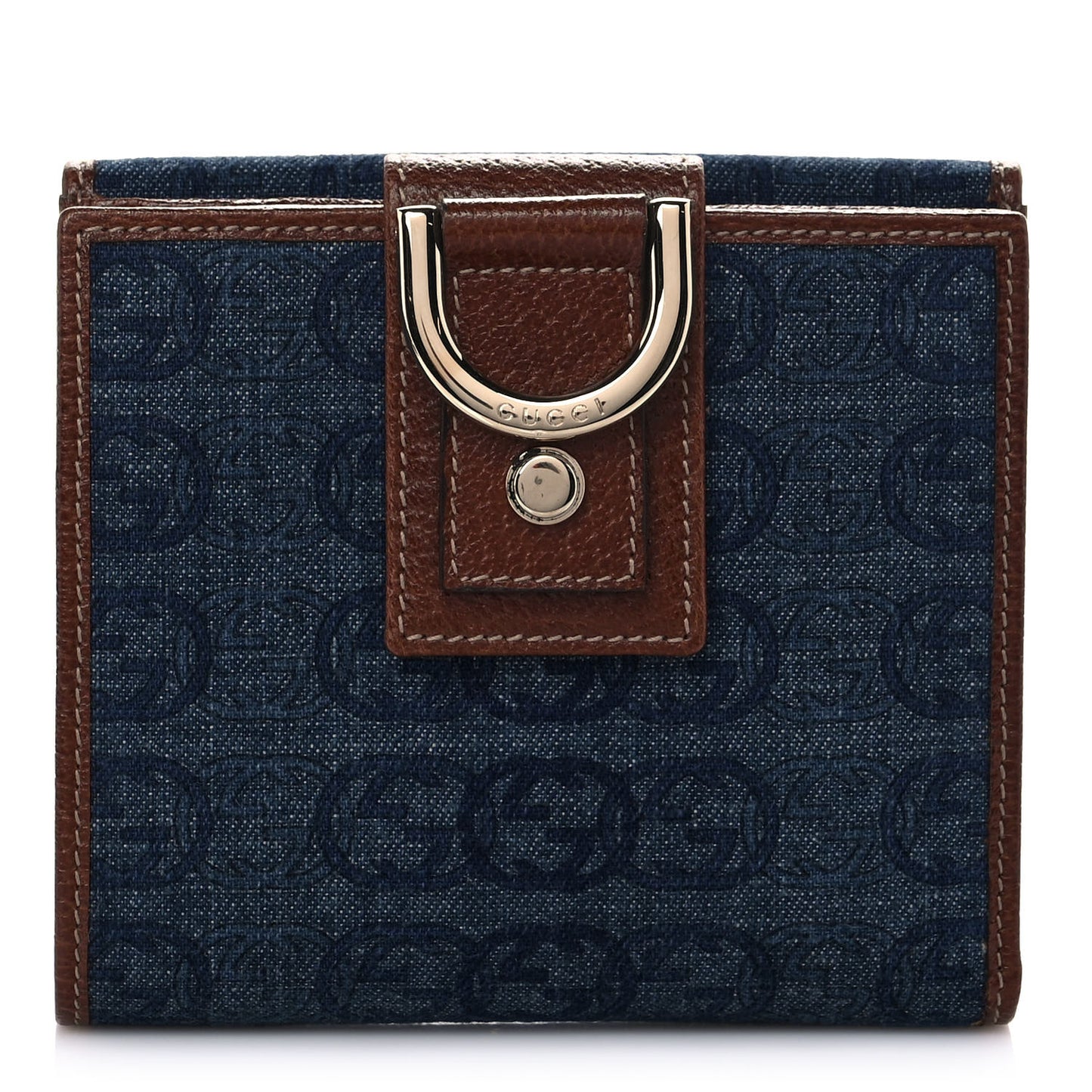 Denim Interlocking G Wallet Blue Tea Cuir