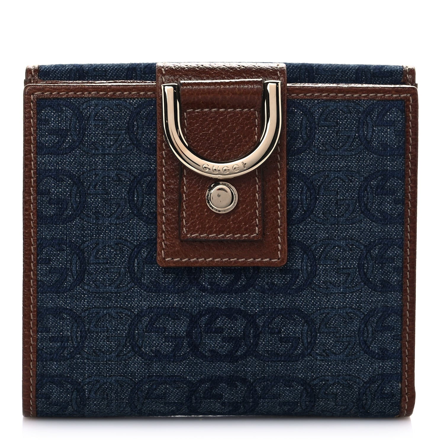 Gucci Denim Interlocking G Wallet Blue Tea Cuir 1 of 10