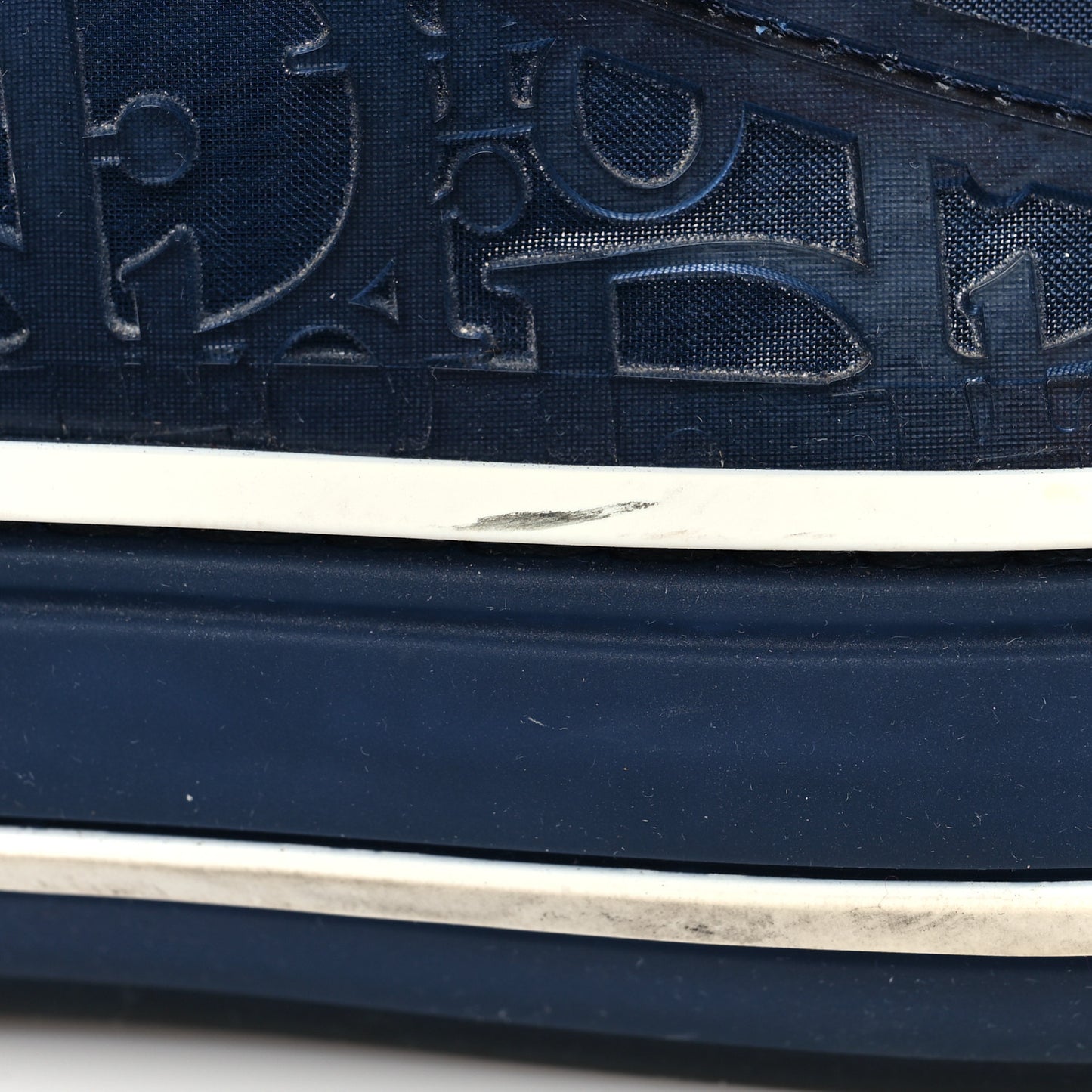 Transparent Canvas Raised Oblique Mens B23 High Top Sneakers 43 Blue